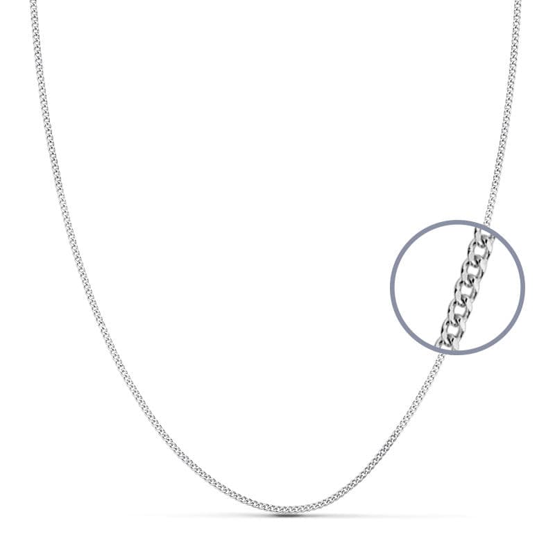 Cadena Maciza Barbada 1 mm 45 cm de oro blanco 18K