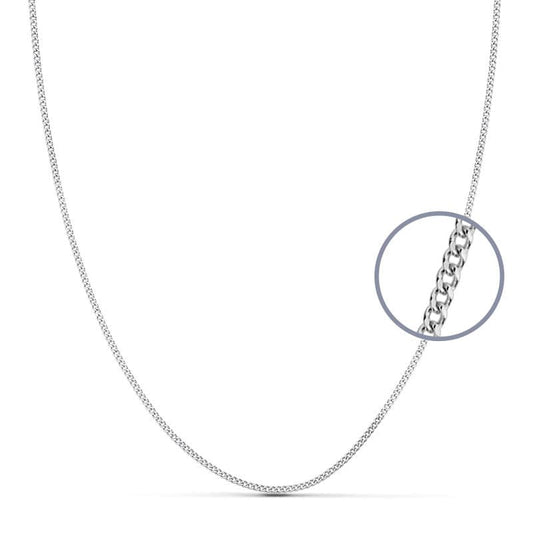 Cadena Maciza Barbada 1 mm 45 cm de oro blanco 18K