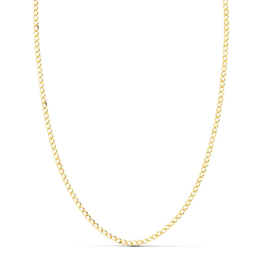 18K CADENA ORO AMARILLO BARBADA MACIZA LARGO 50CM ANCHO 1.5 MM