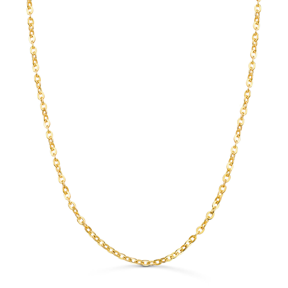 Cadena Forzada Hueca Ancho: 2,5 mm. Largo: 50 cm de oro amarillo 18K