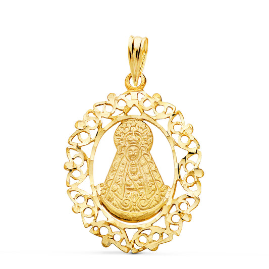 Medalla Virgen del Rocio Cerco. Medida: 28 x 21 mm de oro amarillo 18K