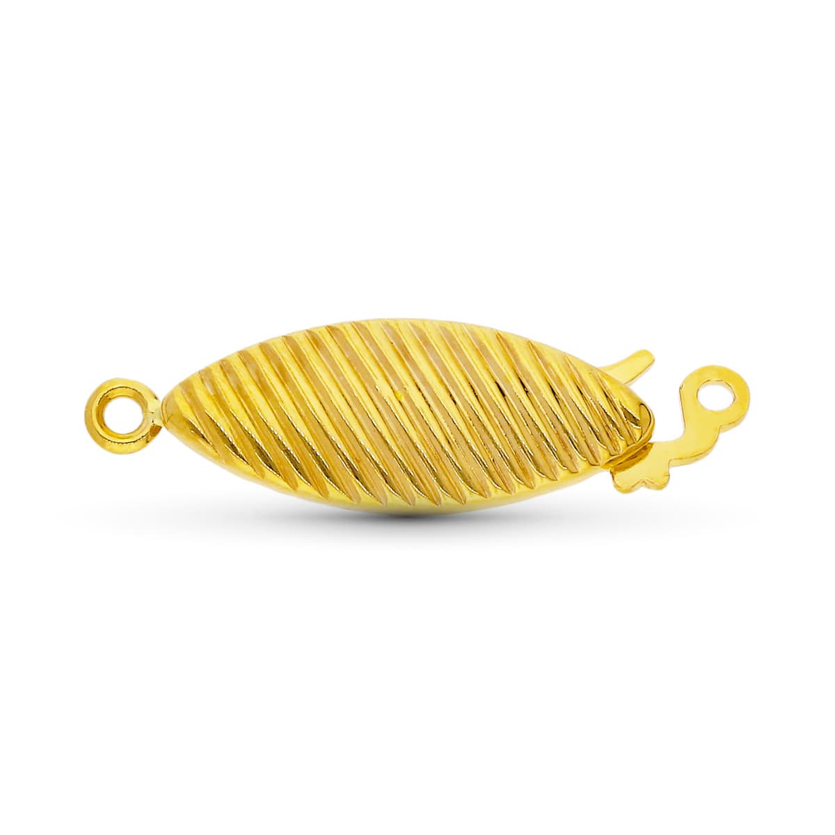 18K FORNITURA CIERRE BROCHE DE GARGANTILLA ORO AMARILLO GALLONEADO. 17X7 MM