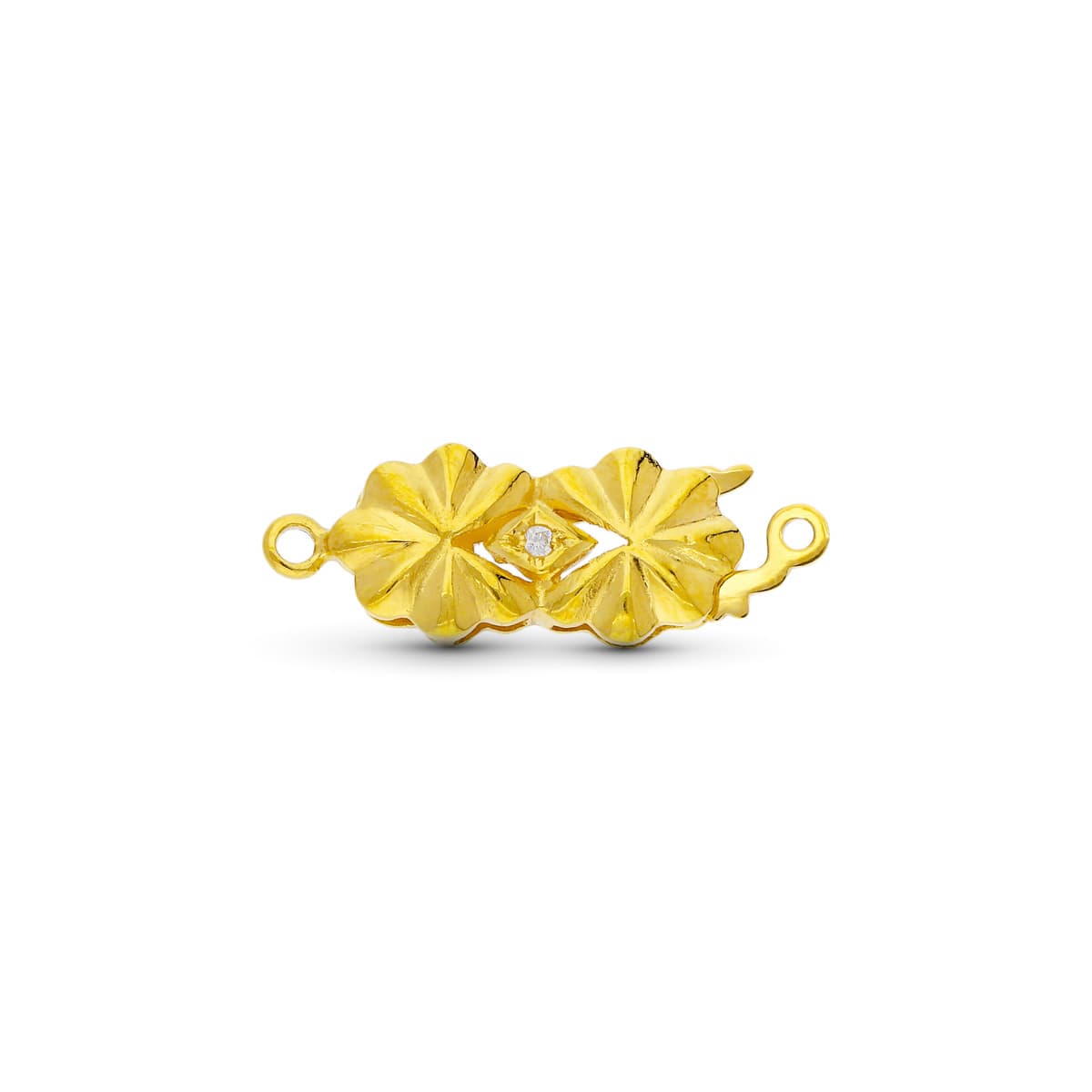 18K FORNITURA CIERRE BROCHE DE GARGANTILLA ORO AMARILLO FLORES 16X8 MM