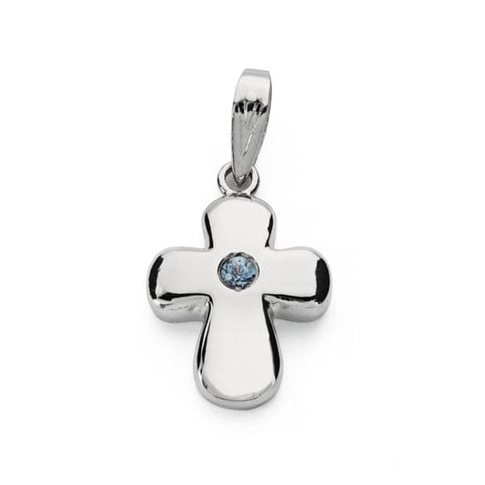 18K CRUZ ORO BLANCO CIRCONITA 21X14 MM