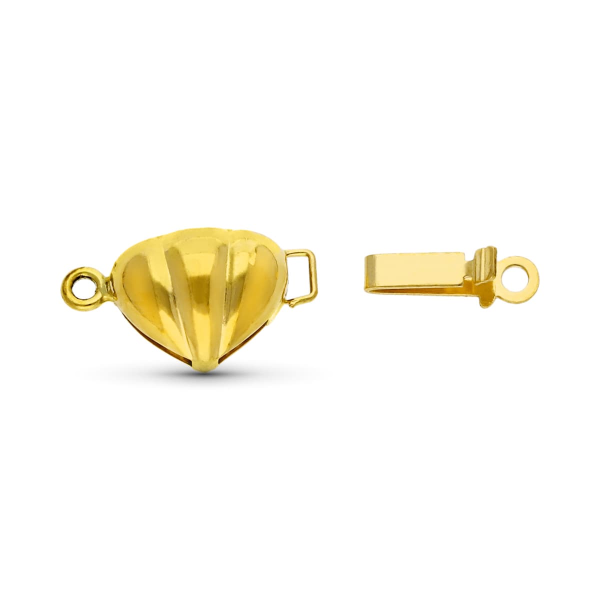 18K FORNITURA CIERRE BROCHE DE GARGANTILLA ORO AMARILLO CORAZON 10X8 MM