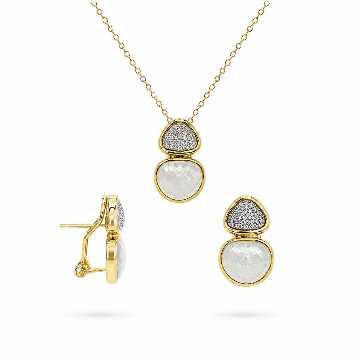 Set nàcar shine de aleación de metales con baño de oro de 14 quilates - Joyería Zafir