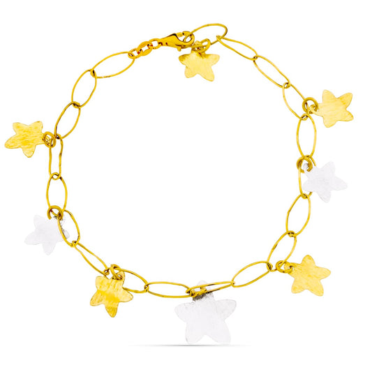 Pulsera Bicolor Estrellas. 18K