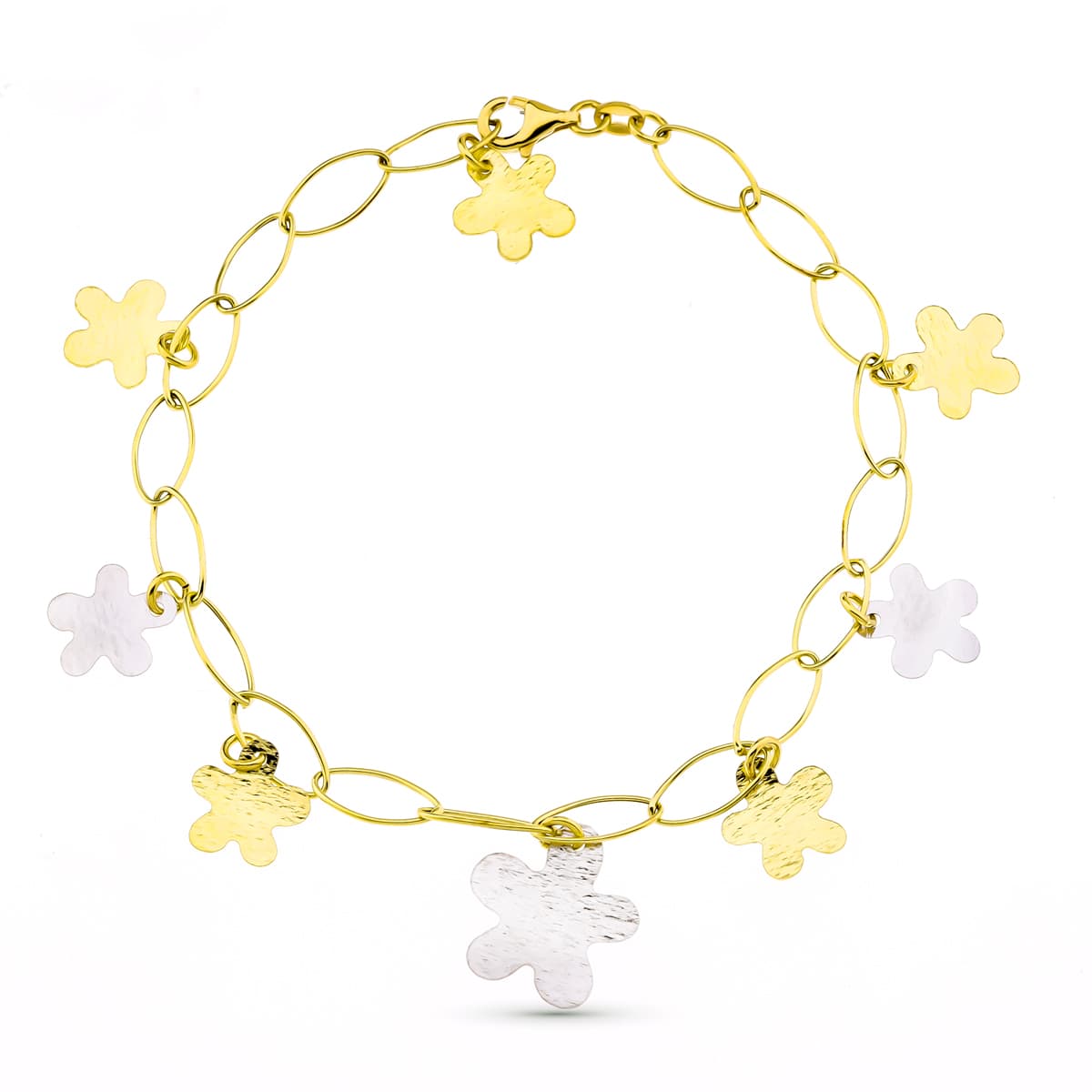 Pulsera Bicolor Flores 18K