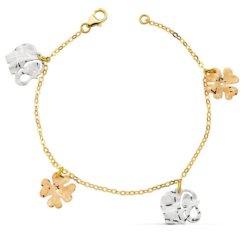 Pulsera Tricolor Fetiches 17 cm 18K