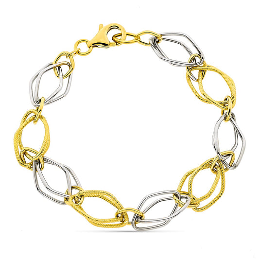 Pulsera Bicolor Eslabones Ancho 8 mm Largo 20 cm 18K