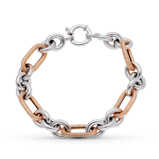 18K PULSERA ORO BICOLOR ESLABONES