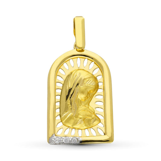 Medalla Virgen Niña 24 x 15 mm de oro amarillo 18K