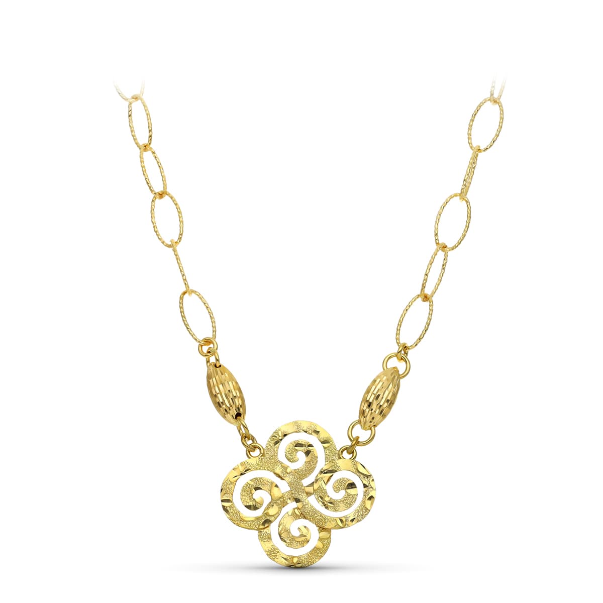 18K GARGANTILLA ORO AMARILLO MOTIVO TRISQUEL Y ESLABONES