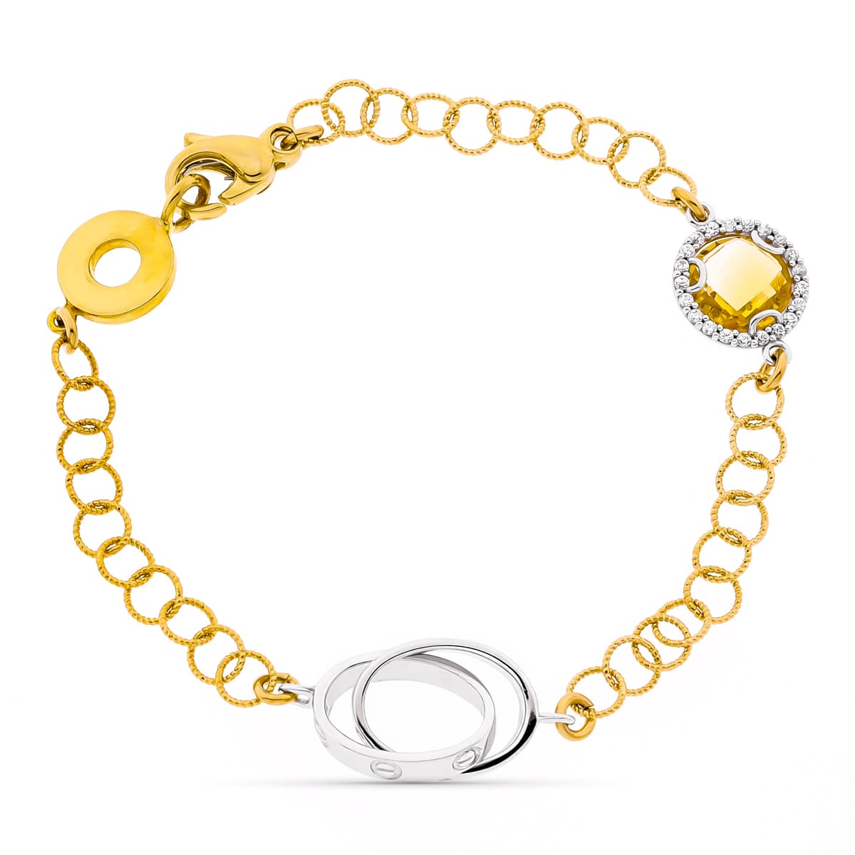Pulsera Bicolor Eslabones Ancho 10 mm Largo 19 cm 18K