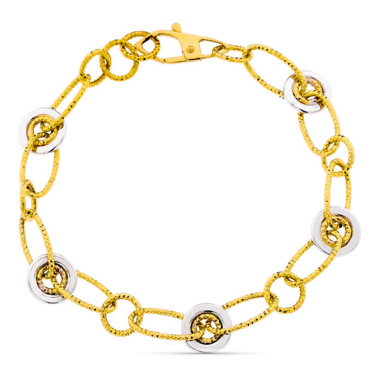 Pulsera Bicolor 18K Eslabones 18K