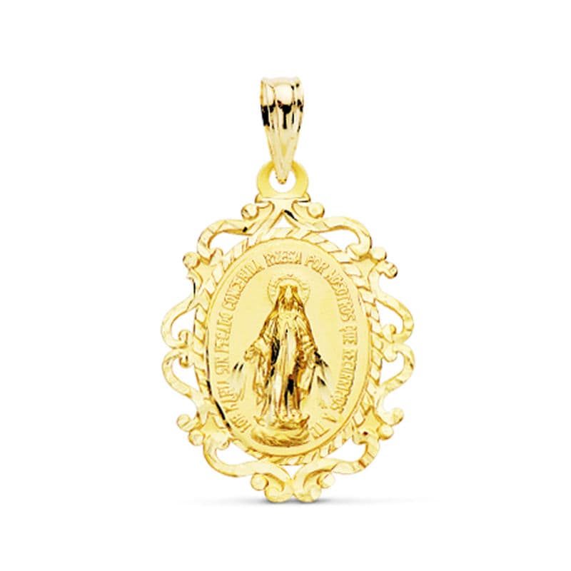Medalla Virgen de la Milagrosa Cerco 23 x 16 mm 1.15gr de oro amarillo 18K