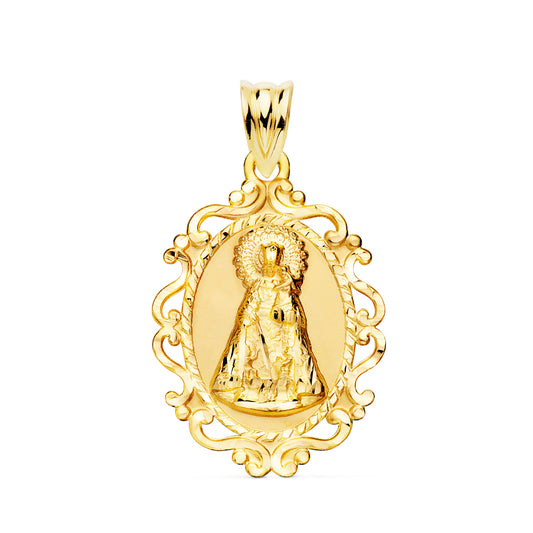 Medalla Virgen de Los Desamparados Cerco 31 x 21 mm de oro amarillo 18K