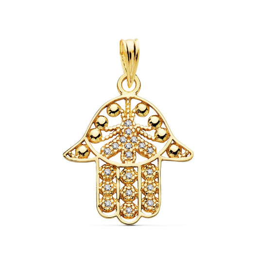 Colgante Amuleto Mano Fatima 19 x 18 mm de oro amarillo 18K