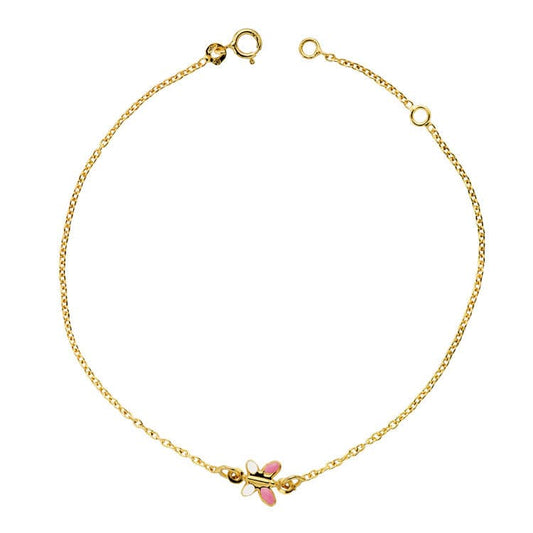 18K PULSERA ORO AMARILLO MARIPOSA ESMALTE 18CM 1.20CM