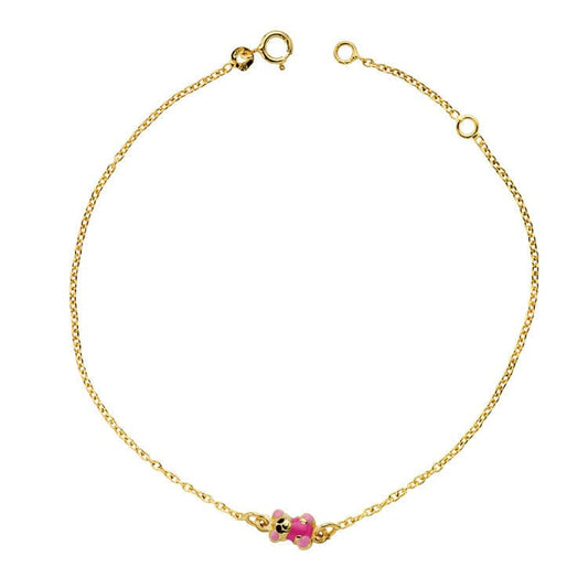 Pulsera Oso Esmalte 18 cm de oro amarillo 18K
