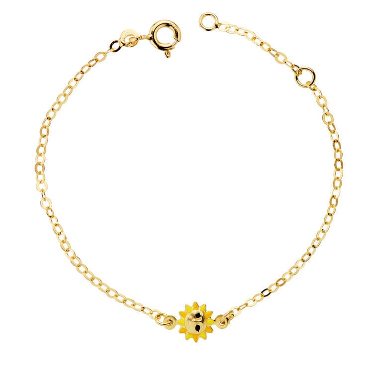 Pulsera Niña Sol Esmalte 14,5 cm de oro amarillo 18K