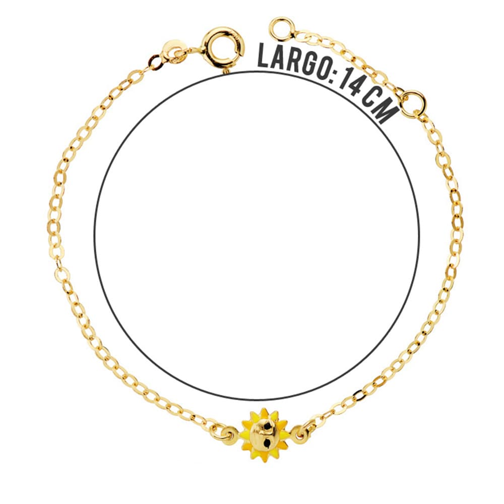 Pulsera Niña Sol Esmalte 14,5 cm de oro amarillo 18K