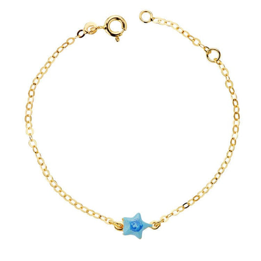 18K PULSERA ORO AMARILLO BEBE ESTRELLA ESMAL.14CM