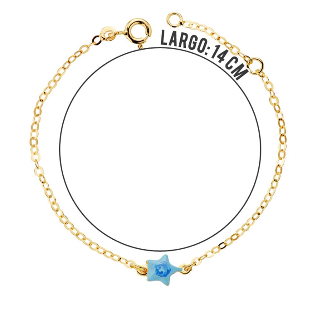 18K PULSERA ORO AMARILLO BEBE ESTRELLA ESMAL.14CM