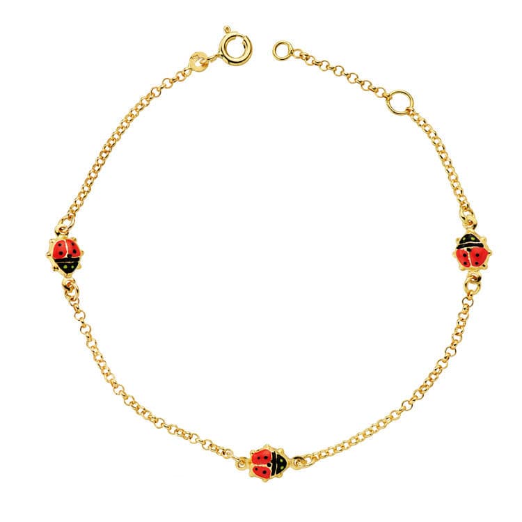 Pulsera Mariquitas Esmalte 17,50 cm de oro amarillo 18K