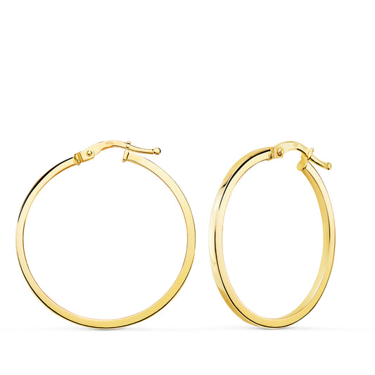 18K AROS ORO AMARILLO LISOS REDONDOS TUBO CUADRADO 33X1.50 MM