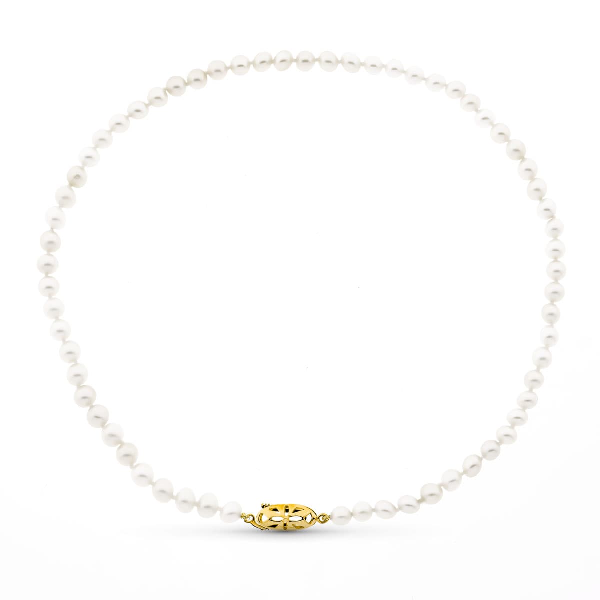 Gargantilla Perla Cultivada Broche Timon 40 cm de oro amarillo 18K