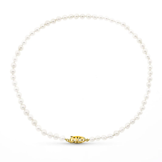 18K GARGANTILLA PERLA CULTIVADA BROCHE TIMON ORO AMARILLO 40CM