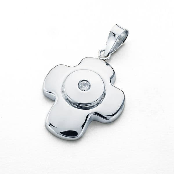 18K CRUZ ORO BLANCO CIRCONITA 21X16 MM