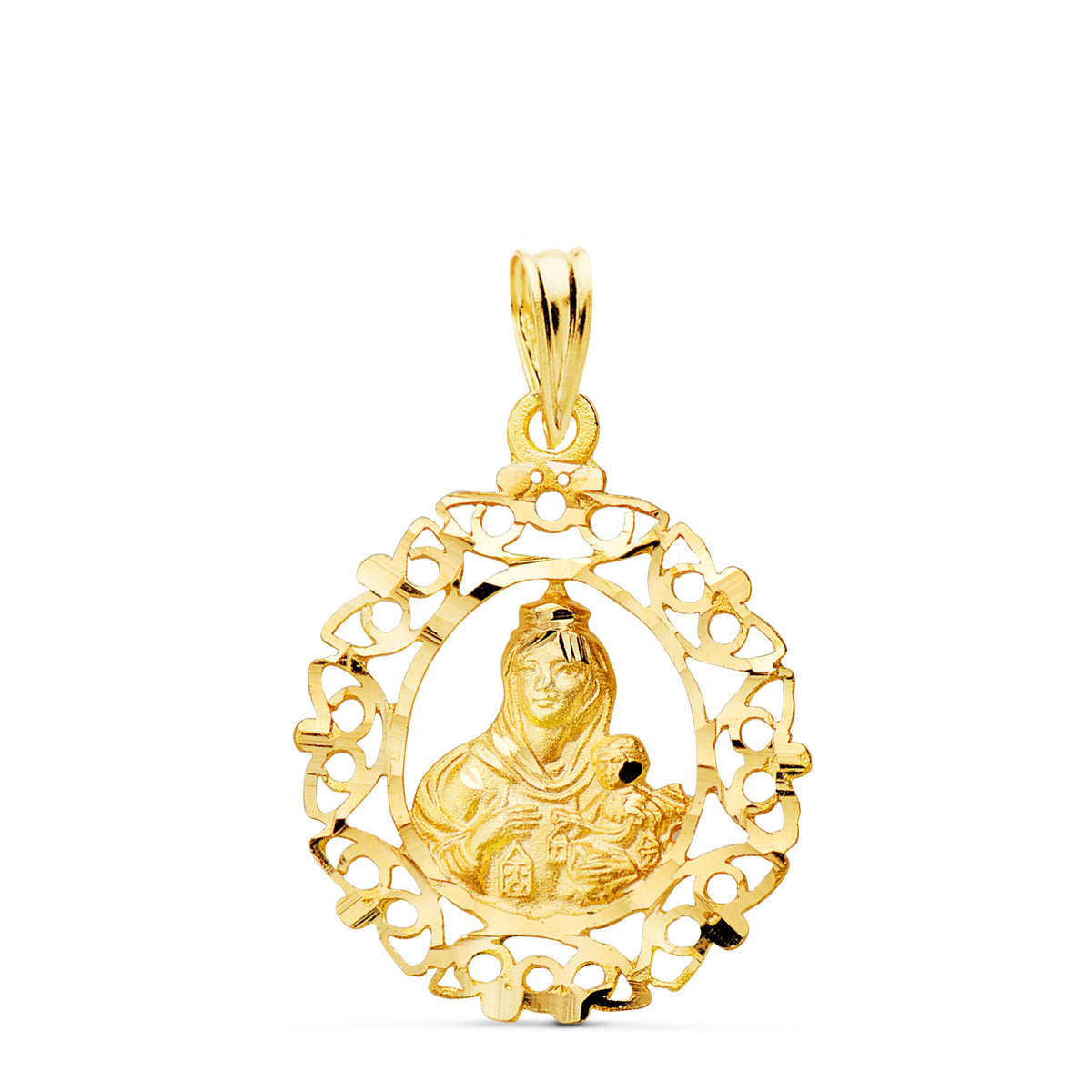 Medalla Virgen del Carmen Orla Tallada 25 x 20 mm de oro amarillo 18K