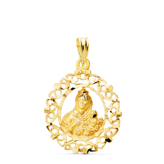 Medalla Virgen del Carmen Orla Tallada 25 x 20 mm de oro amarillo 18K