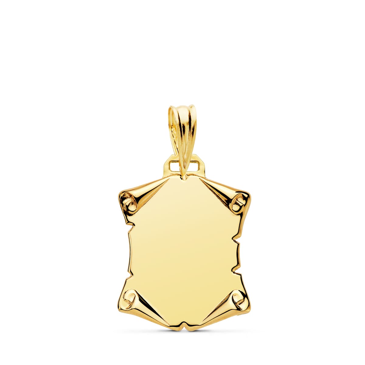Placa Chapa Colgante Pergamino Liso 18 x 14 mm de oro amarillo 18K