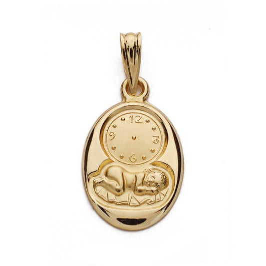 Medalla Niño y Reloj 20 x 12 mm de oro amarillo 18K
