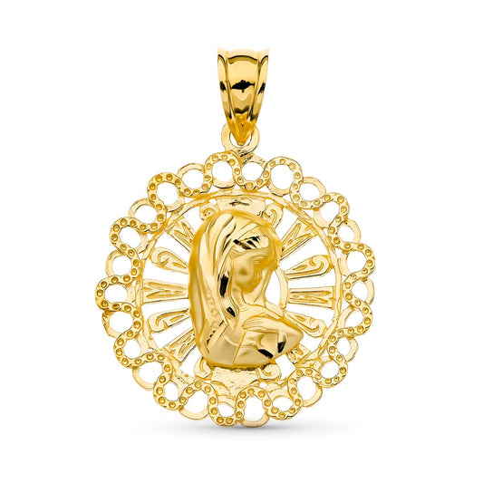 Medalla Virgen Niña 24 mm de oro amarillo 18K