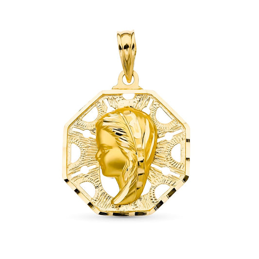 Medalla Virgen Niña 21 x 18 mm de oro amarillo 18K
