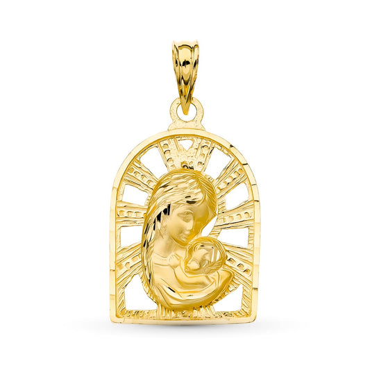 Medalla Virgen Madre 23 x 15 mm de oro amarillo 18K