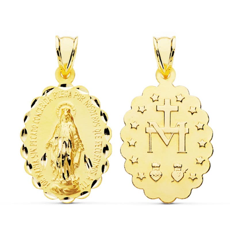 Medalla Virgen Milagrosa 28 x 18 mm de oro amarillo 9K