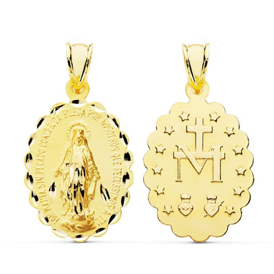 Medalla Virgen Milagrosa 28 x 18 mm de oro amarillo 9K