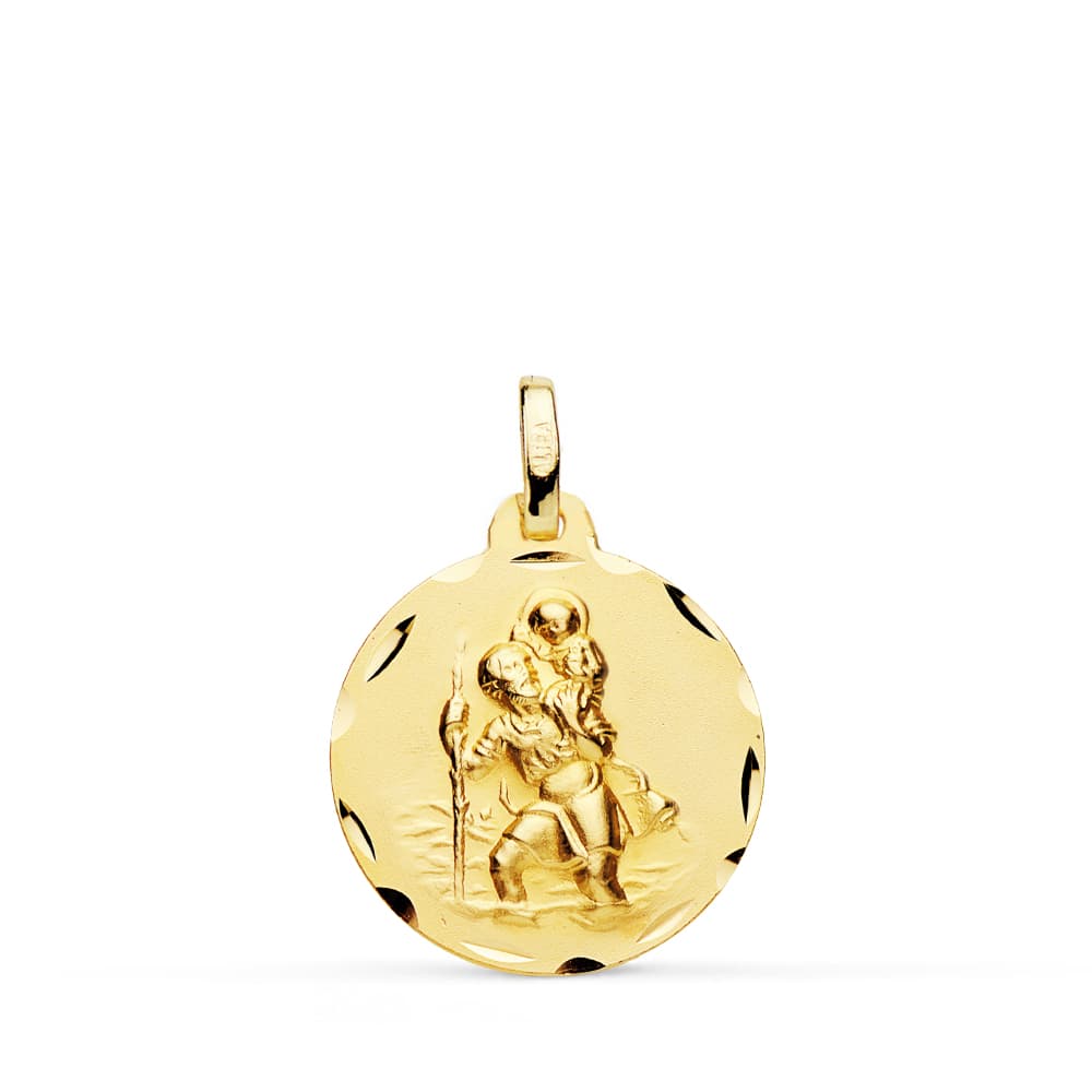 Medalla San Cristobal 18 mm de oro amarillo 18K