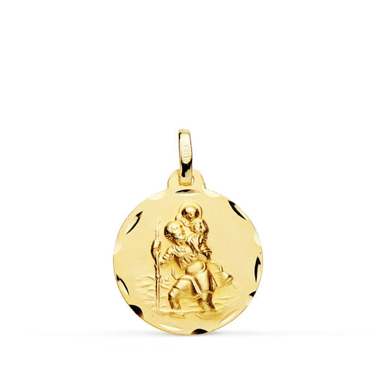 Medalla San Cristobal 18 mm de oro amarillo 18K