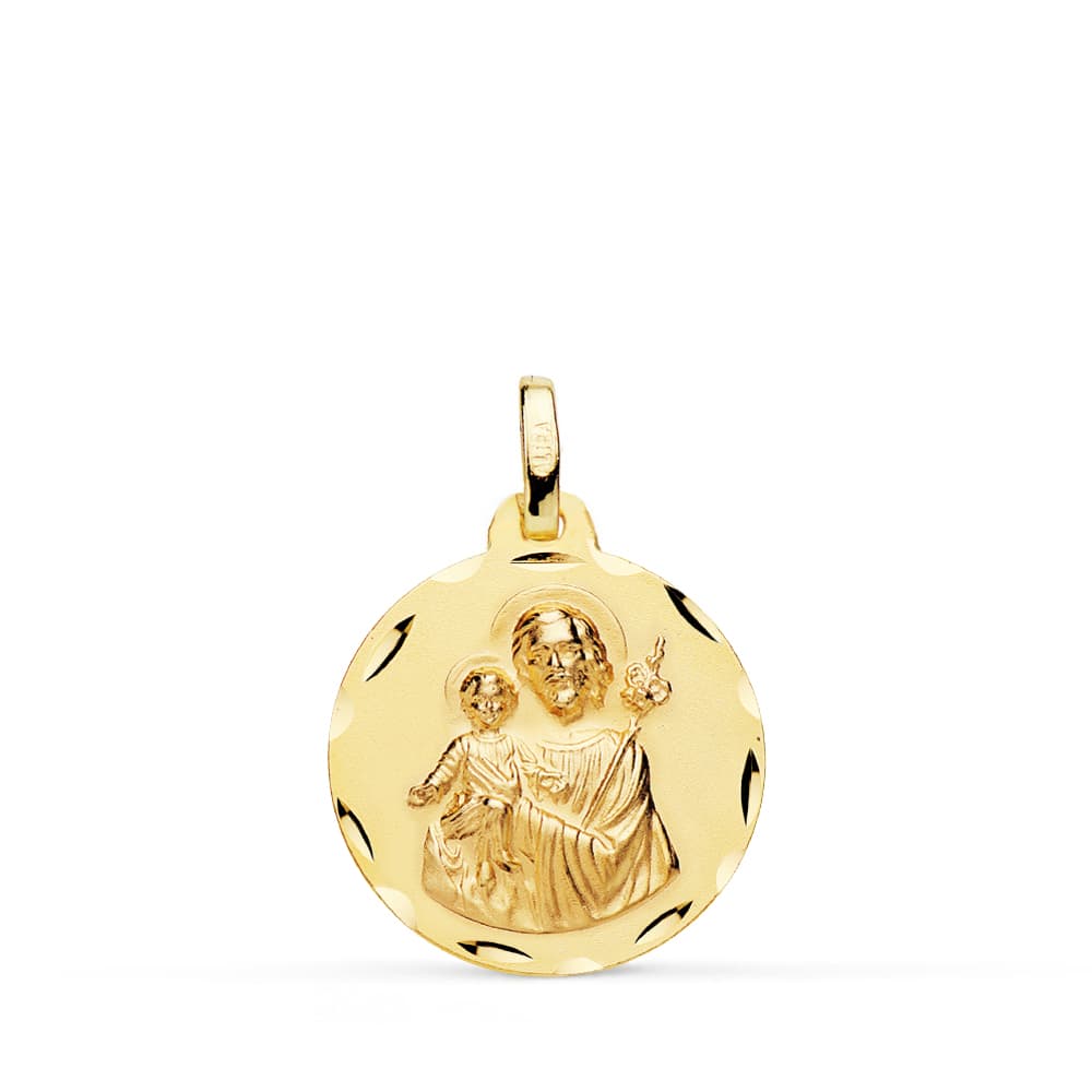 Medalla San Jose 18 mm de oro amarillo 18K