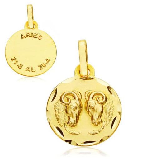 Horoscopo 13 mm Aries de oro amarillo 9K