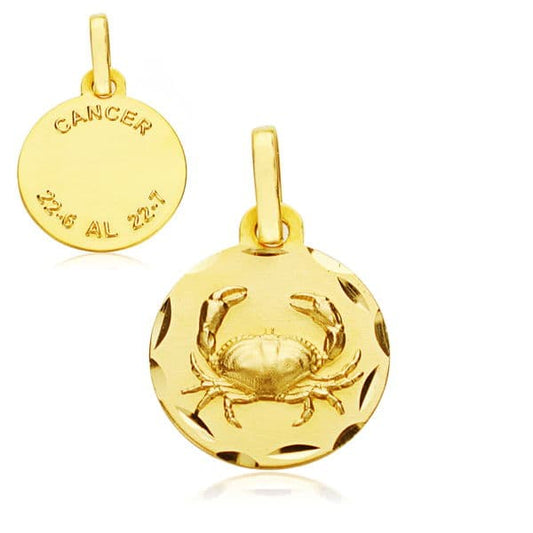 Horoscopo 13 mm Cancer de oro amarillo 9K