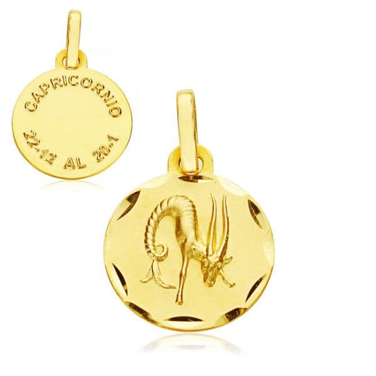 Horoscopo 13 mm Capricornio de oro amarillo 9K