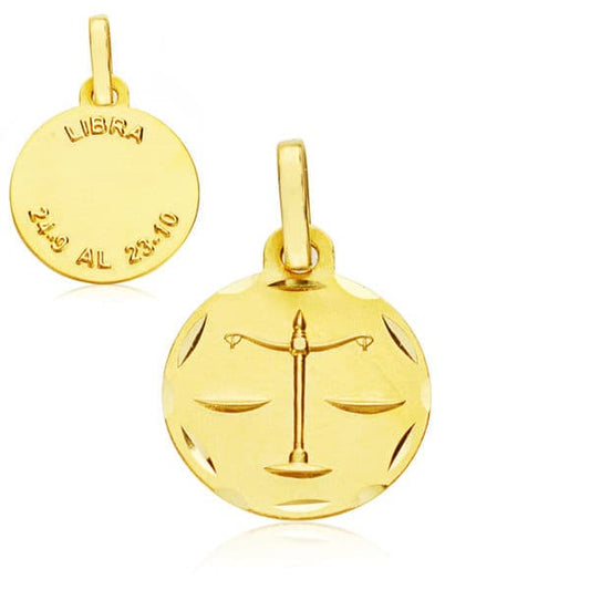 Horoscopo 13 mm Libra de oro amarillo 9K