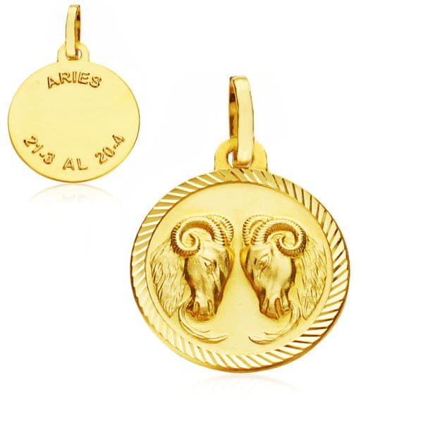 Horoscopo Disco 16 mm Aries de oro amarillo 9K